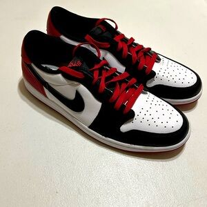 Nike Air Jordan 1 Low Retro OG Black Toe CZ0790-106 White Red Sz 14 XB